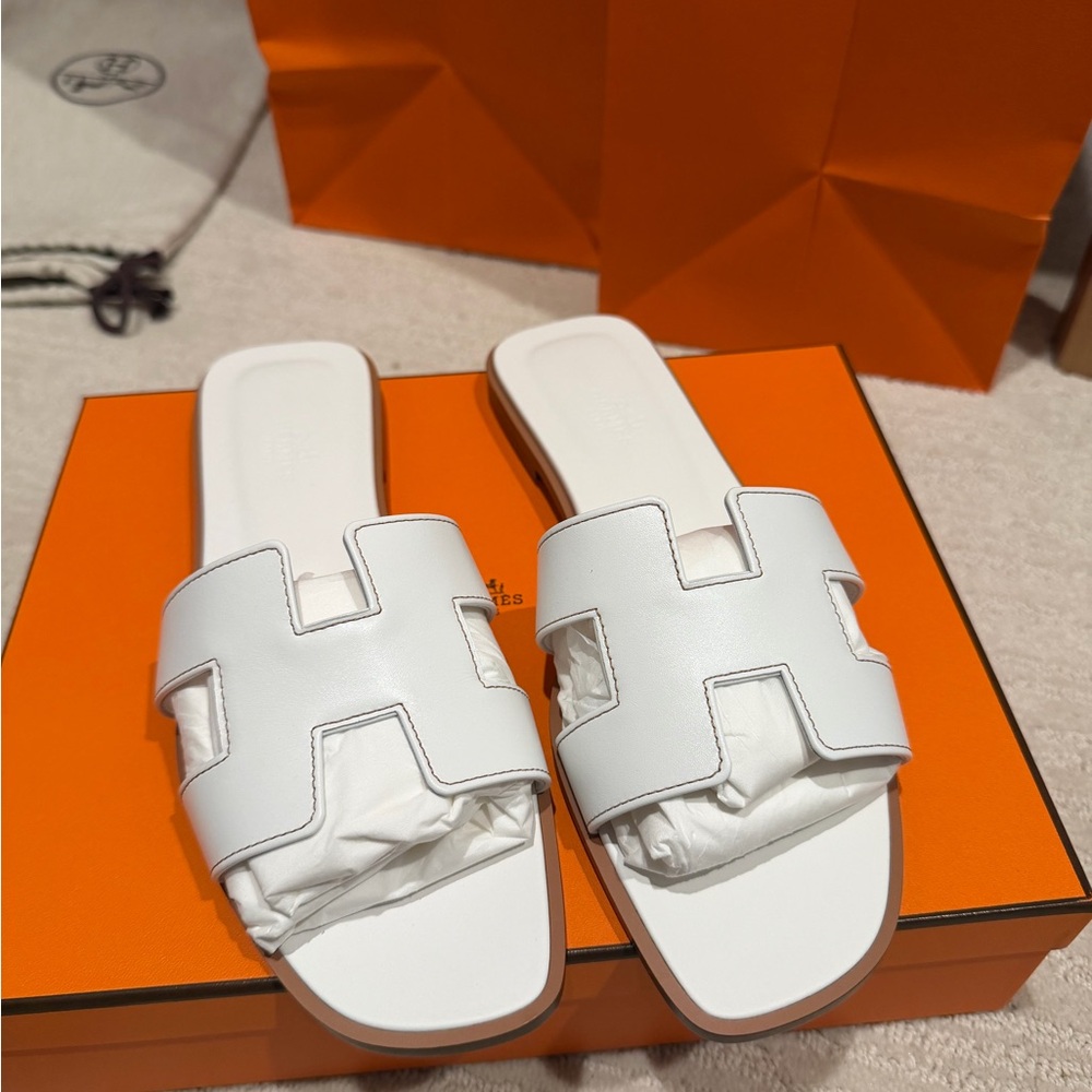 White Slide Sandals